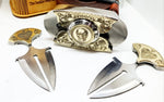 Skull Belt Buckle Knife Holder - Brass