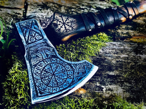 Custom Ægishjálmr Viking Axe