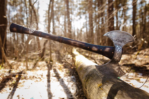 Engraved Double Sided Viking Axe - Viking Axes